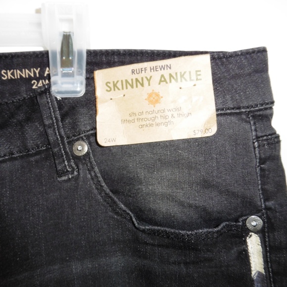NWT Ruff Hewn Plus Sz 24 Black Embroidered Skinny - Picture 3 of 8